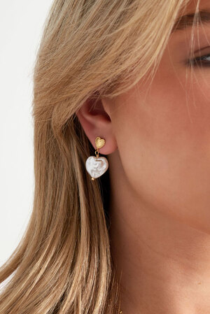 Boucles d'oreilles double coeur grosse perle - doré h5 Image3